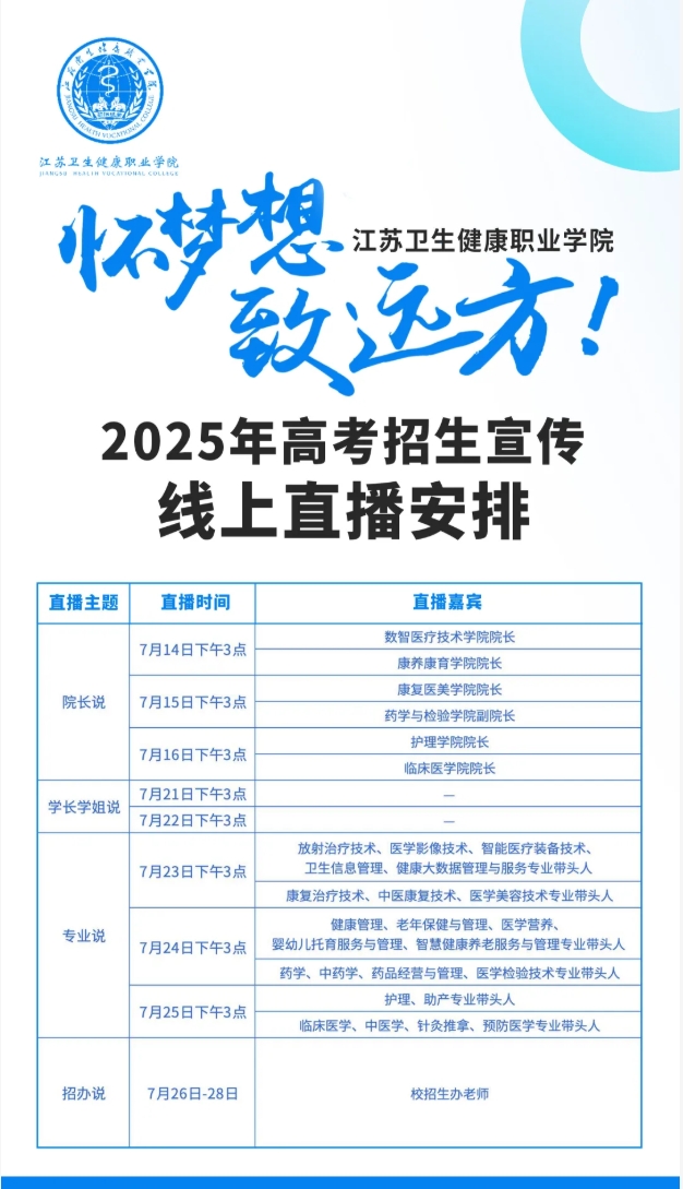 江蘇衛(wèi)生健康職業(yè)學(xué)院2025年高考招生宣傳線上直播.png