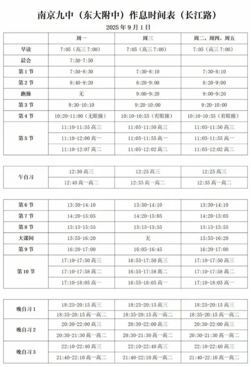南外、附中、中華等南京多所熱門高中最新作息時(shí)間表曝光！7.png