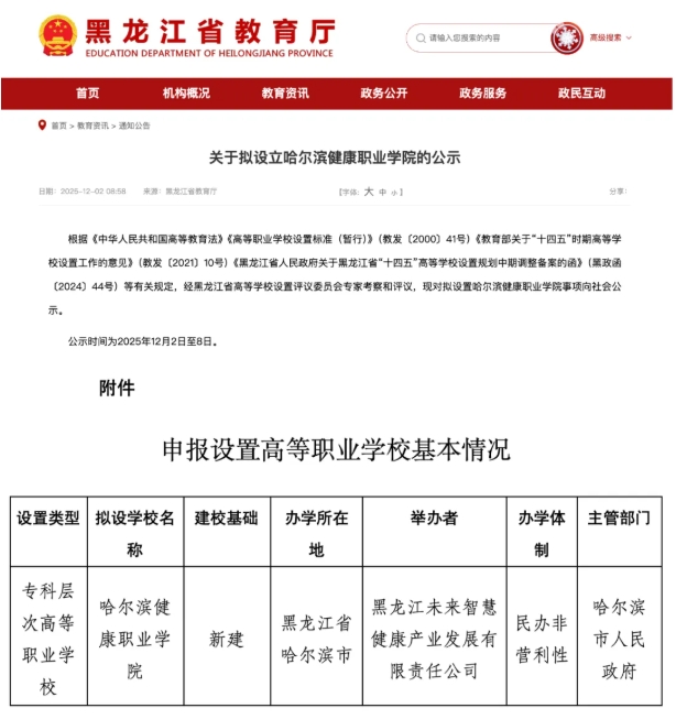 黑龍江省教育廳公示！新設(shè)1所“新大學(xué)”！.png